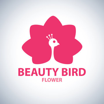 Beauty bird flower symbol icon