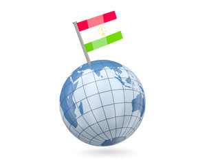 Fototapeta premium Globe with flag of tajikistan