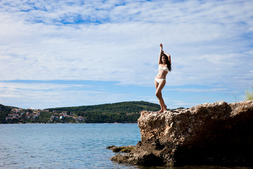 Girl on a beach in the summer