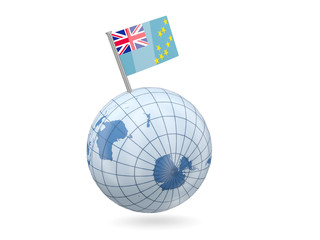 Globe with flag of tuvalu