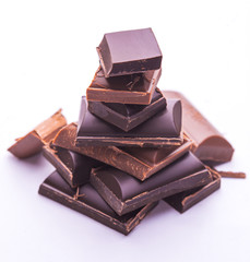 Roughly cut chunks of a chocolate bar