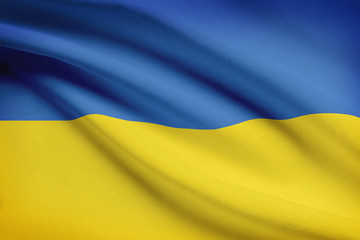 Series of ruffled flags. Ukraine.
