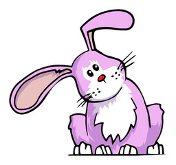 Cute pink bunny rabbit, isolated on white