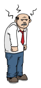 Angry cartoon character, male businessman