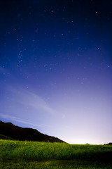 Obraz na płótnie Canvas Night landscape with stars and meadow