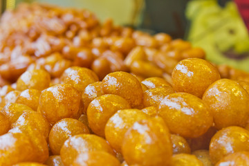 Turkish sweets from the semolina in sugar syrup.