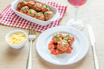 Meatballs with tomato sauce and parmesan