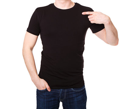 Black t shirt on a young man template