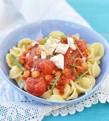 pasta with  tomato and chickpea sauce