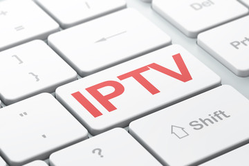 SEO web design concept: IPTV on computer keyboard background