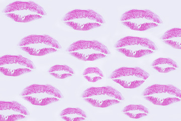 A wall filled with kisses of lipstick (wallpaper, background)