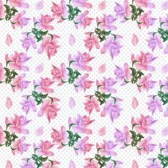Seamless flowers roses pattern on white dotted