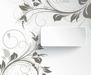 Abstract floral background with 3D effect banner