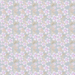 Seamless lacy lace floral pattern on grey