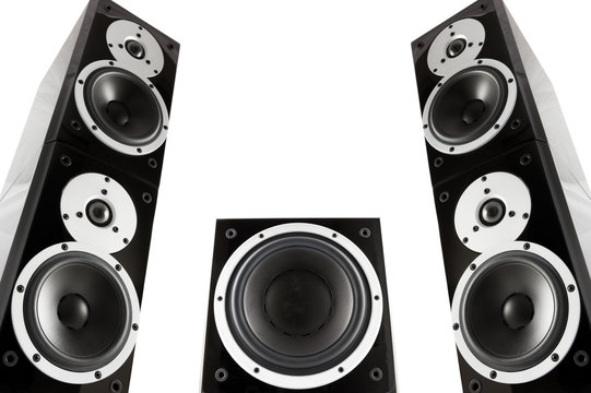 Pair of music speakers and subwoofer