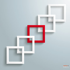 Obraz premium White Frames Red Centre Chain Silver Background