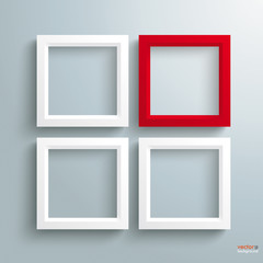 3 White 1 Red Frame Silver Background