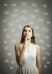 Girl in white and letters