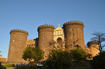 Fototapeta na wymiar The medieval castle of Maschio Angioino, Naples, Italy