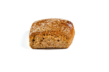 One roll bread on white background