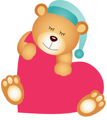 Teddy bear on heart shaped