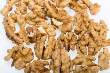 cracked walnut isolated on the white background