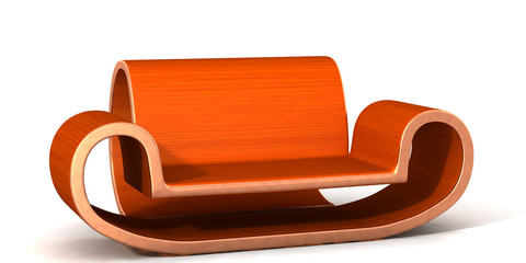 Geschwungene Couch aus Holz