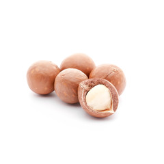 macadamia nuts on white background