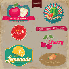 Vintage fruit labels. Vintage tags illustration collection.