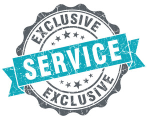 Exclusive service blue grunge retro style isolated seal