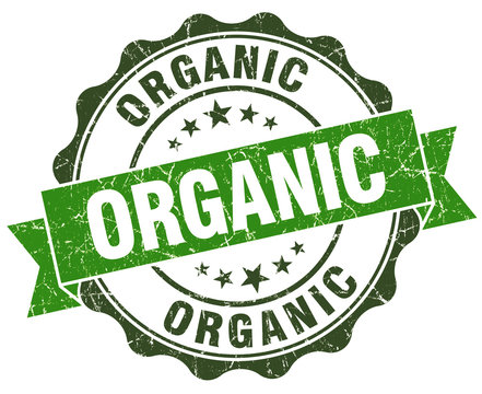 Organic green grunge retro style isolated seal