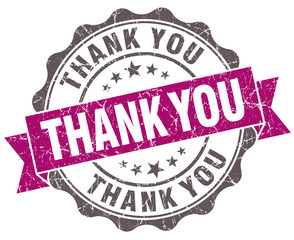 Thank you violet grunge retro style isolated seal