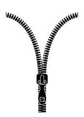 silhouette of a metal zipper on a white background
