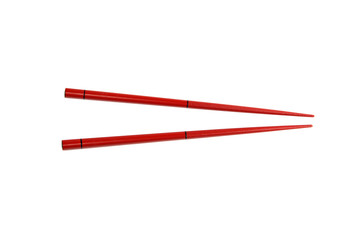 Red chopsticks isolated.