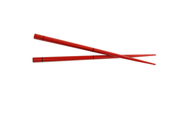 Red chopsticks isolated.
