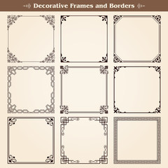 Decorative frames and borders set vector