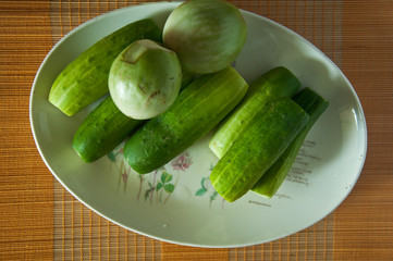 cucumber and eggplant