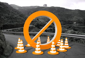 forbidden sign on a road
