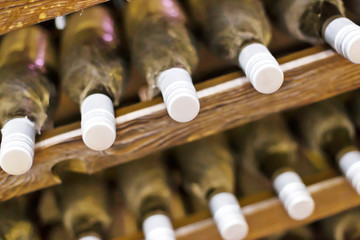 Wine cellar full of wine bottles