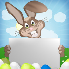Obraz premium Easter Bunny with blank board for your text