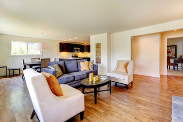 House interior. View of living room furniture set