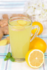 Healthy ginger tea with lemon and honey