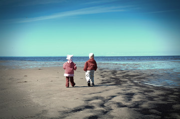 kids playing at the beach