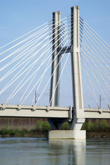 Cable stayed bridge across river Po in Northern Italy