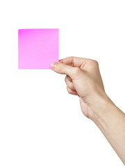 Obraz premium adult man hand showing sticky note