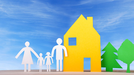 A Family With House and Trees