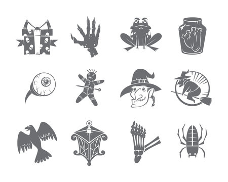 Halloween Icons Set. Isolated. Solid style.