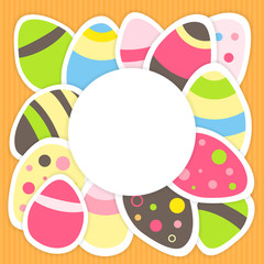 Easter eggs pattern on a orange