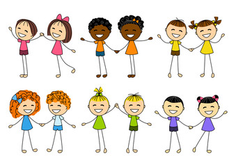 Set of cute kids couples