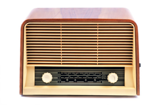 Old Radio, with 60 years of last century, on a white background